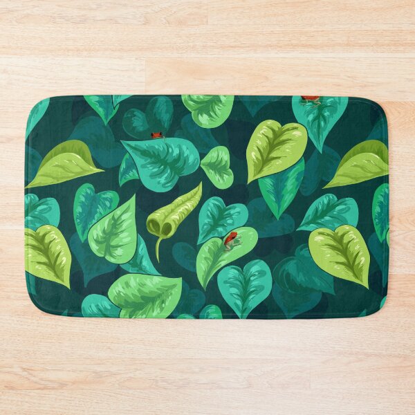 Item preview, Little red frogs in a forest of leaves repeating pattern designed and sold by Maysoulrose.