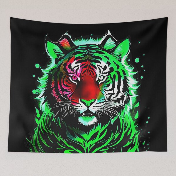 Item preview, Neon Green Tiger Starlight Art designed and sold by MindWave THC.