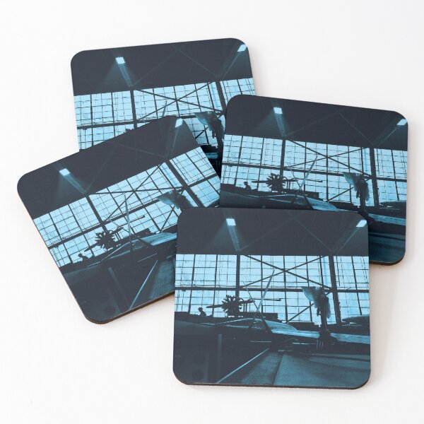 Item preview, Navy Blue Denim Indigo Cyanotype Industrial Modern Warehouse Vintage Airplane Hanger Metal Equipment Glass Windows Lighting Digital Photograph designed and sold by ARTbyABACCUS.