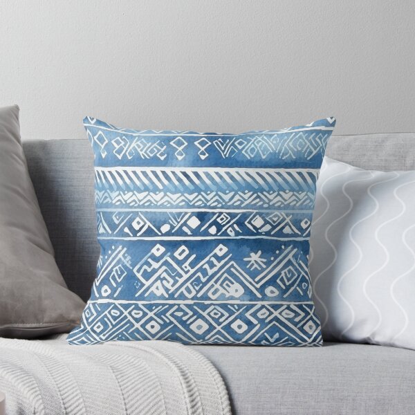 Item preview, Blue and White Pacific Tribal Pattern Batik Style designed and sold by Amy Olsen.