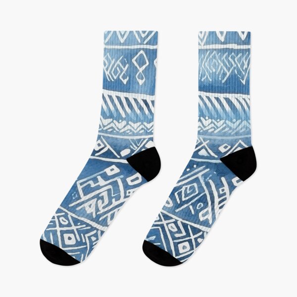 Item preview, Blue and White Pacific Tribal Pattern Batik Style designed and sold by Amy Olsen.