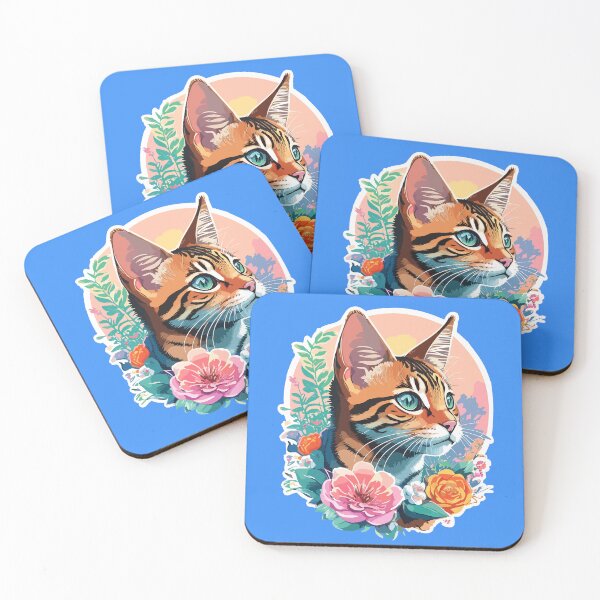 Item preview, Toyger cat with ornament flowers designed and sold by ColourfulTimes.