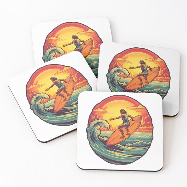 Aperçu de l'œuvre Temps de surf au coucher du soleil rétro créée et vendue par SmileshareShop.