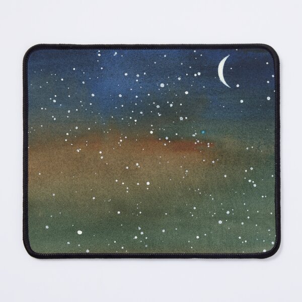 Item preview, Starry night and moon colorful watercolor landscape painting kids room trendy wall art designed and sold by rfoxphoto.