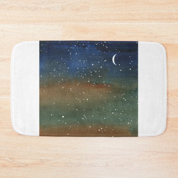 Item preview, Starry night and moon colorful watercolor landscape painting kids room trendy wall art designed and sold by rfoxphoto.