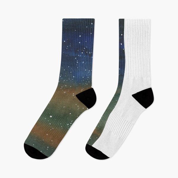 Item preview, Starry night and moon colorful watercolor landscape painting kids room trendy wall art designed and sold by rfoxphoto.