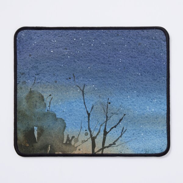 Item preview, Colorful landscape painting starry night trendy wall art sunet print interior design watercolor artwork designed and sold by rfoxphoto.