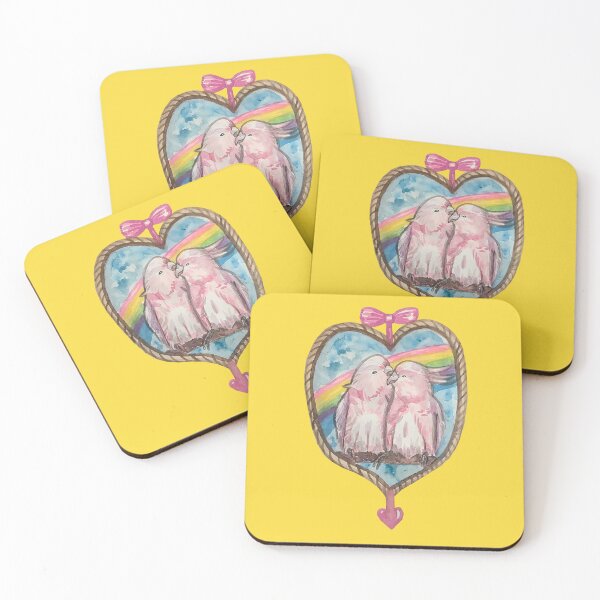 Item preview, Beautiful couple of pink birds in watercolor designed and sold by altairaleon.