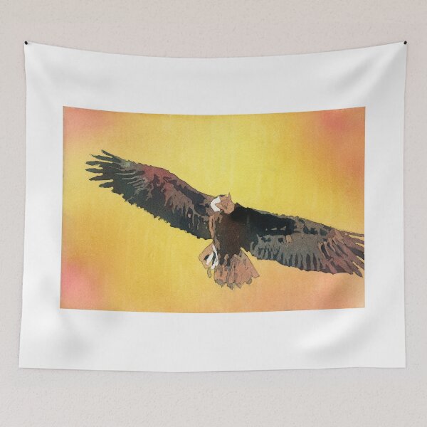 Item preview, Colorful wildlife painting kids room art bald eagle interior design watercolor painting trendy wall art sunset painting designed and sold by rfoxphoto.