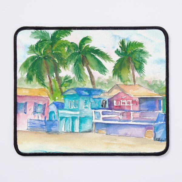 Item preview, Colorful Tropical Houses at the Caribbean Dream Beach Island designed and sold by artshop77.