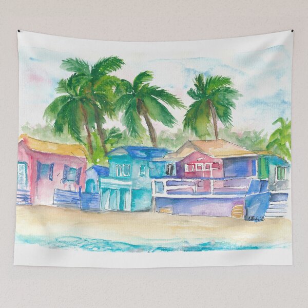Item preview, Colorful Tropical Houses at the Caribbean Dream Beach Island designed and sold by artshop77.