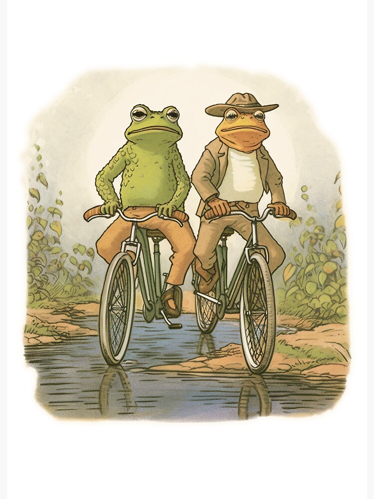 Frog and Toad Friends on a Bike Art Board Print