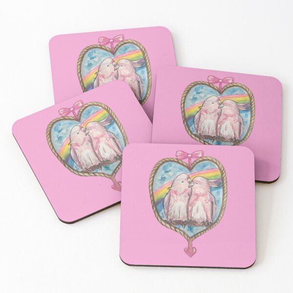 Item preview, Beautiful couple of pink birds in watercolor designed and sold by altairaleon.