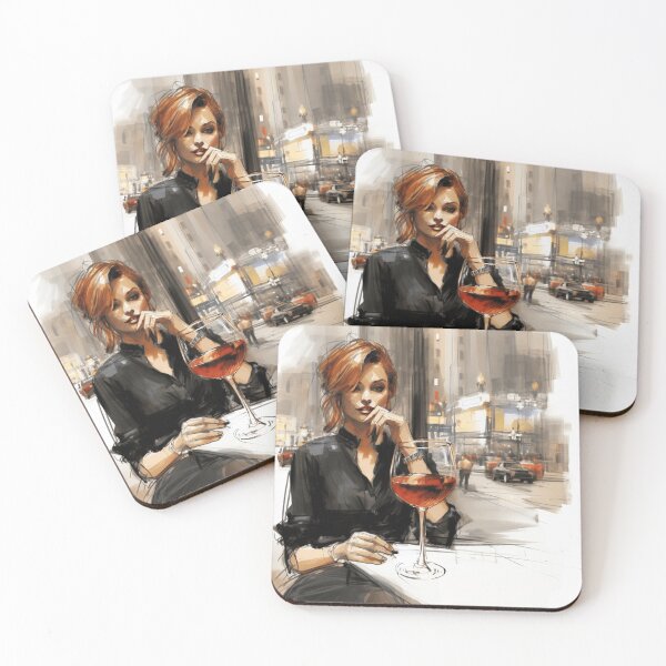 Item preview, A Woman Having a Glass of Wine in New York designed and sold by Sketch-Shack.