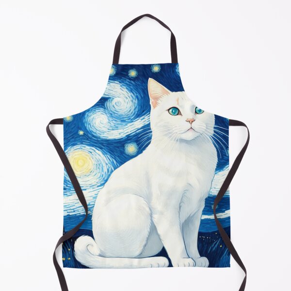 Item preview, The Starry Night, Vincent Van Gogh Inspired White Cat designed and sold by Vangoholic.