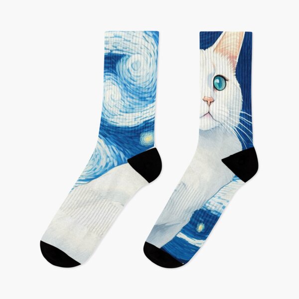 Item preview, The Starry Night, Vincent Van Gogh Inspired White Cat  designed and sold by Vangoholic.