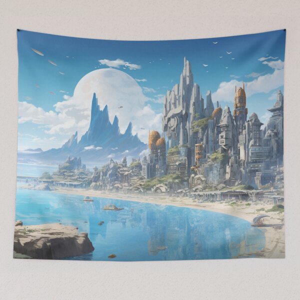 Item preview, Oceanside temple city from another universe designed and sold by schamsyy.