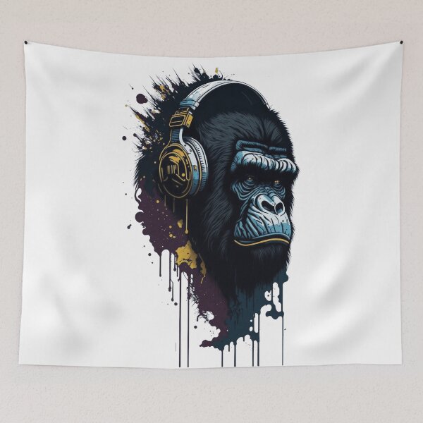 Item preview, Gorilla wearing headphones designed and sold by Mo-rx.
