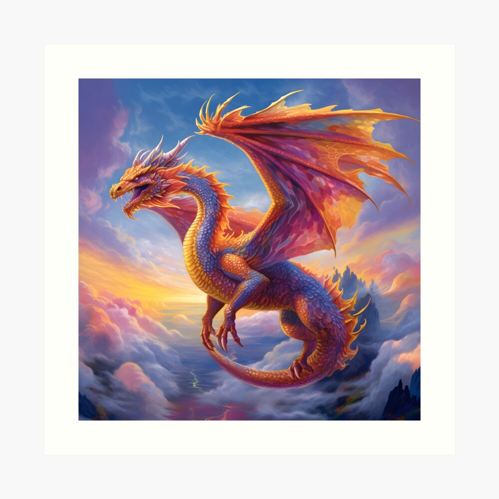 Dragon in the Sky above clouds wall art