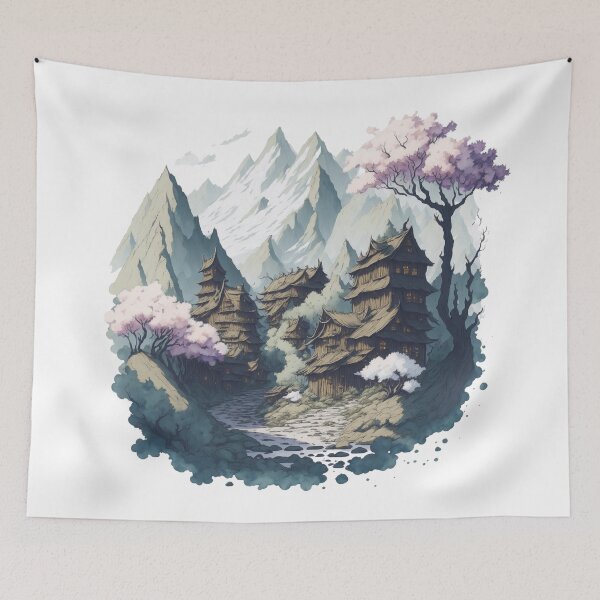 Item preview, a magical mountain village designed and sold by HAMDY-art.