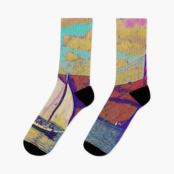 Item preview, SAILBOAT BY GOLDEN GATE BRIDGE designed and sold by ArtbyRolleen.