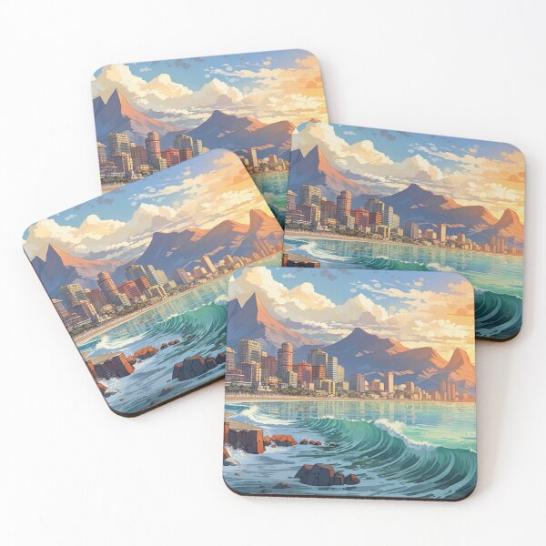 Item preview, Oceanside Cityscape with a mountain view designed and sold by schamsyy.