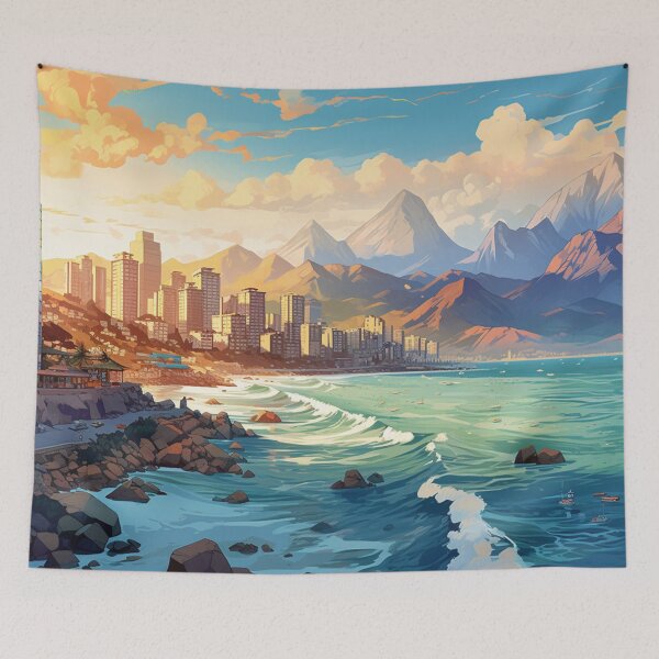 Item preview, Oceanside city with a view and mountains designed and sold by schamsyy.