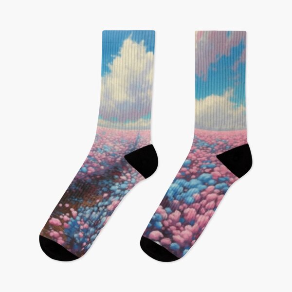 Item preview, Beautiful painting of pink and blue cotton field designed and sold by SPECTRA005.
