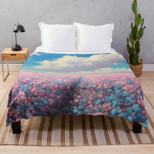 Item preview, Beautiful painting of pink and blue cotton field designed and sold by SPECTRA005.