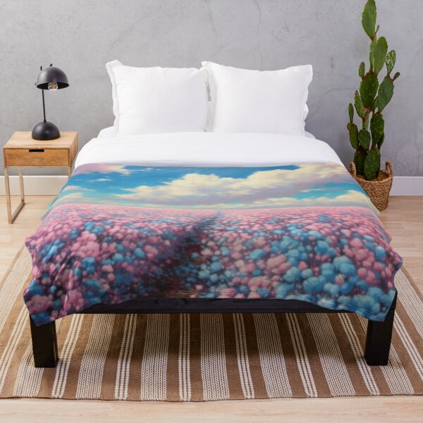 Item preview, Beautiful painting of pink and blue cotton field designed and sold by SPECTRA005.