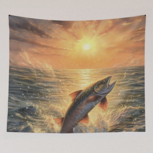 Item preview, Beautiful Oil painting of a fish jumping out of water designed and sold by SPECTRA005.