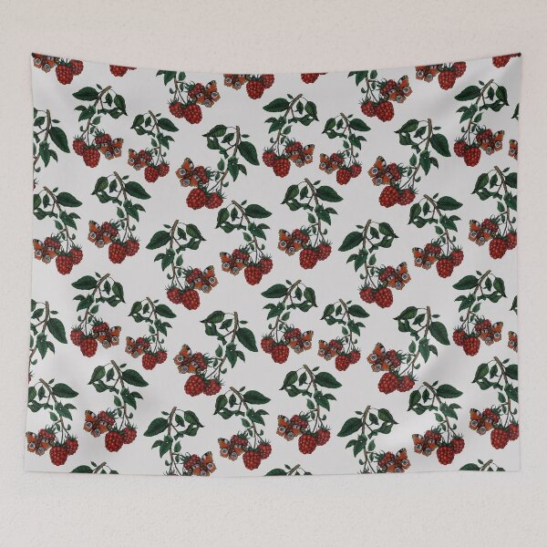 Item preview, Patrón de frutas de frambuesa y mariposa designed and sold by ReaDillo.