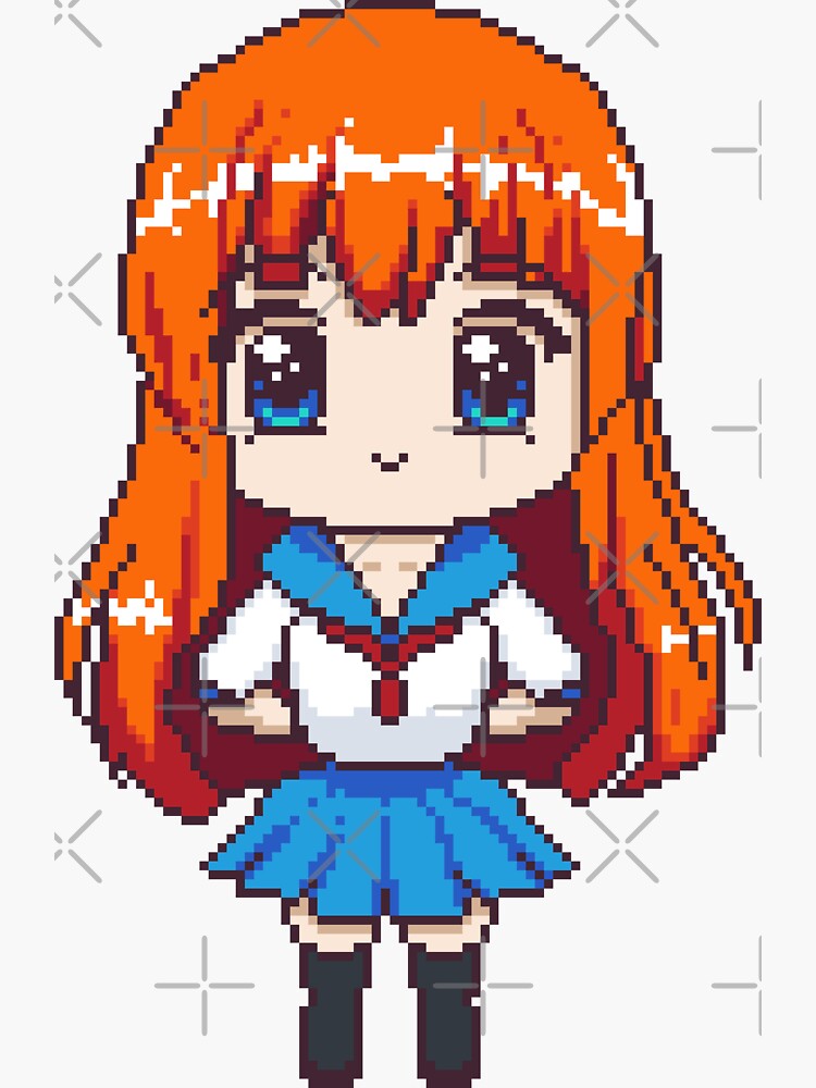 Thumbnail 3 of 3, Sticker, Cute School Girl Pixel art designed and sold by djspacegr.