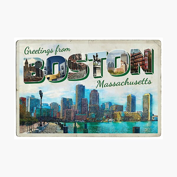 Item preview, Greetings from Boston in Massachusetts Vintage style retro souvenir designed and sold by DeveloperProp0.