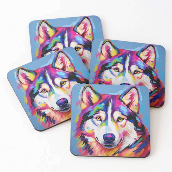 Aperçu de l'œuvre Portrait Pop Art Célébrant Husky Sibérien créée et vendue par lesvalises.