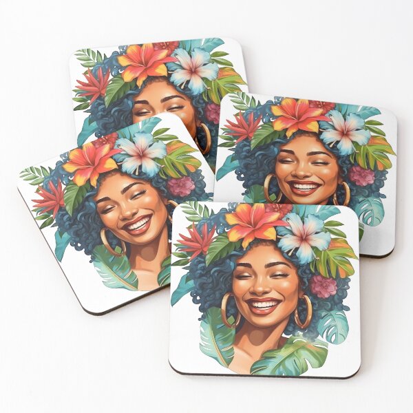 Item preview, Tropical Goddess Art Print | Radiant Smile, Floral Headband, Lush Tropical Leaves, Vibrant Flowers designed and sold by Artistically-T.