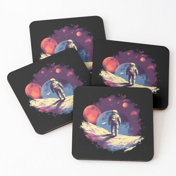 Item preview, Cosmic Wanderer: Astronaut Exploring Colorful Planetary Realms | Retrocore Style designed and sold by BNCH44.