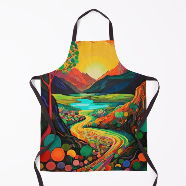 Artikelvorschau, Psychedelischer Sonnenuntergang im Bergtal - Abstrakte Landschaftskunst entworfen und verkauft von OdysseyArtworks.