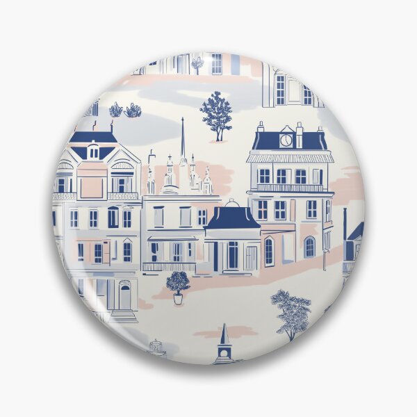 Item preview, Townhouses repeat pattern in blue and pink designed and sold by LucyFaulke.