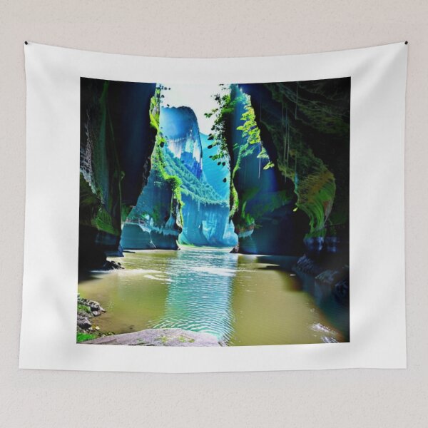 Item preview, A river between rocks with green plants designed and sold by NewAspect.