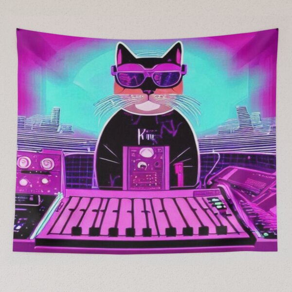 Item preview, DJ Synthwave Feline designed and sold by Boubidou.