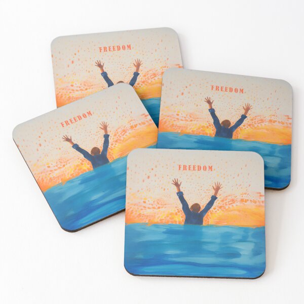 Item preview, FREEDOM escape blue orange freedom painting designed and sold by LuisaYas.