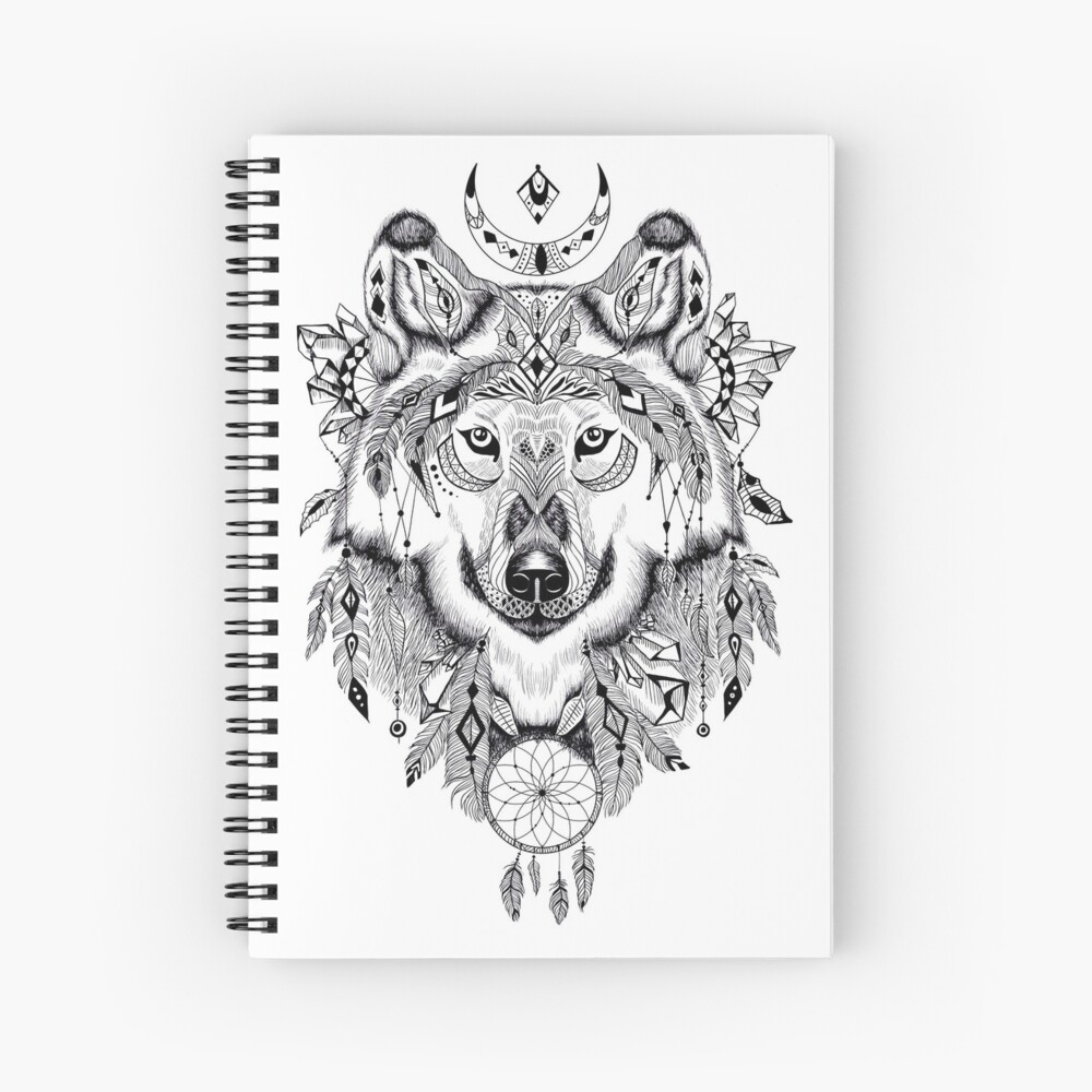 Mystic Wolf Spiral Notebook By Traumfaenger Redbubble