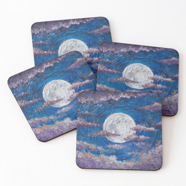 Item preview, Cloudy Night Acrylic Moon Painting designed and sold by GraceThorpeArt.