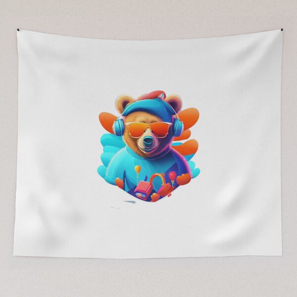 Item preview, bear with headset wearing glasses designed and sold by Gisely Bispo.