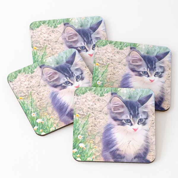 Item preview, Fluffy Kitten Sitting by Flowers designed and sold by BreezyBalloon.