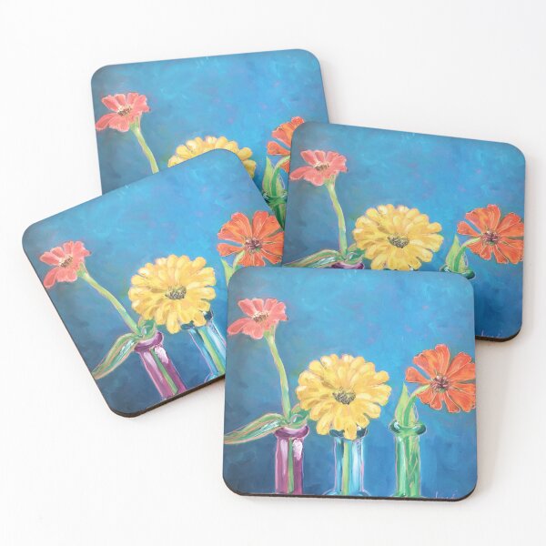 Item preview, Zinnias in a row designed and sold by HelenDBVickers.