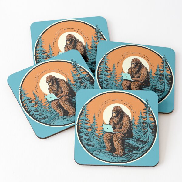 Item preview, Remote Worker Sasquatch Bigfoot Working on a Laptop Computer designed and sold by CoffeeAfterDark.