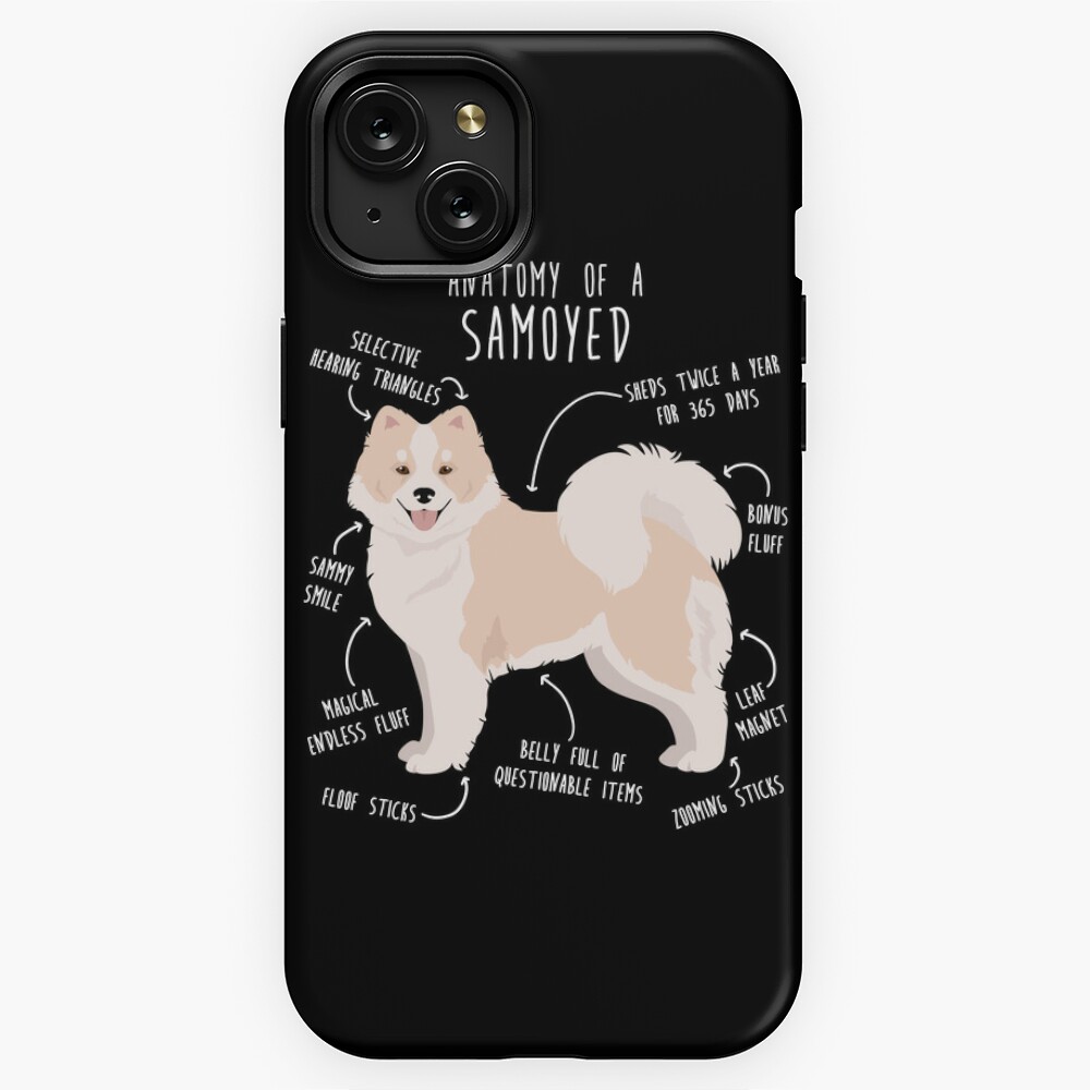 White and Biscuit Samoyed Dog Anatomy | iPhone Case