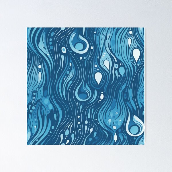 Aperçu de l'œuvre Gouttes d'eau de sérénité bleue créée et vendue par MuseMavenDesign.